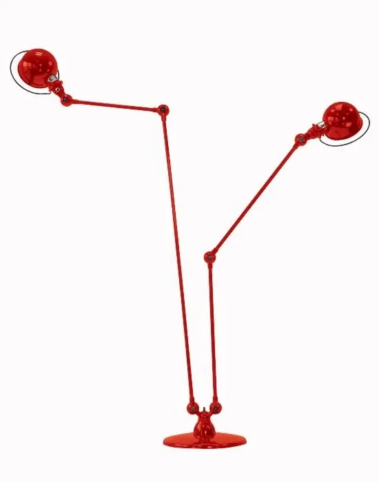 Twin Floor Lamp - Red, Gloss Steel