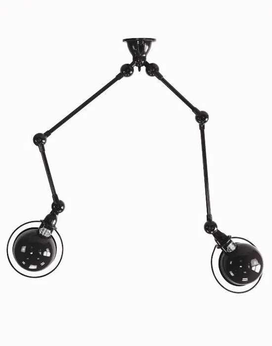 Twin Head Ceiling Light with Arms - Black Gloss image