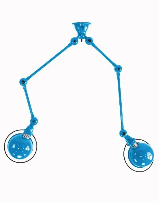 Twin Head Ceiling Light with Arms - Blue, Matt image