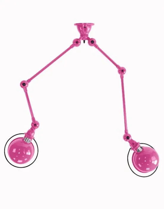 Twin Head Ceiling Light with Arms - Pink, Matt