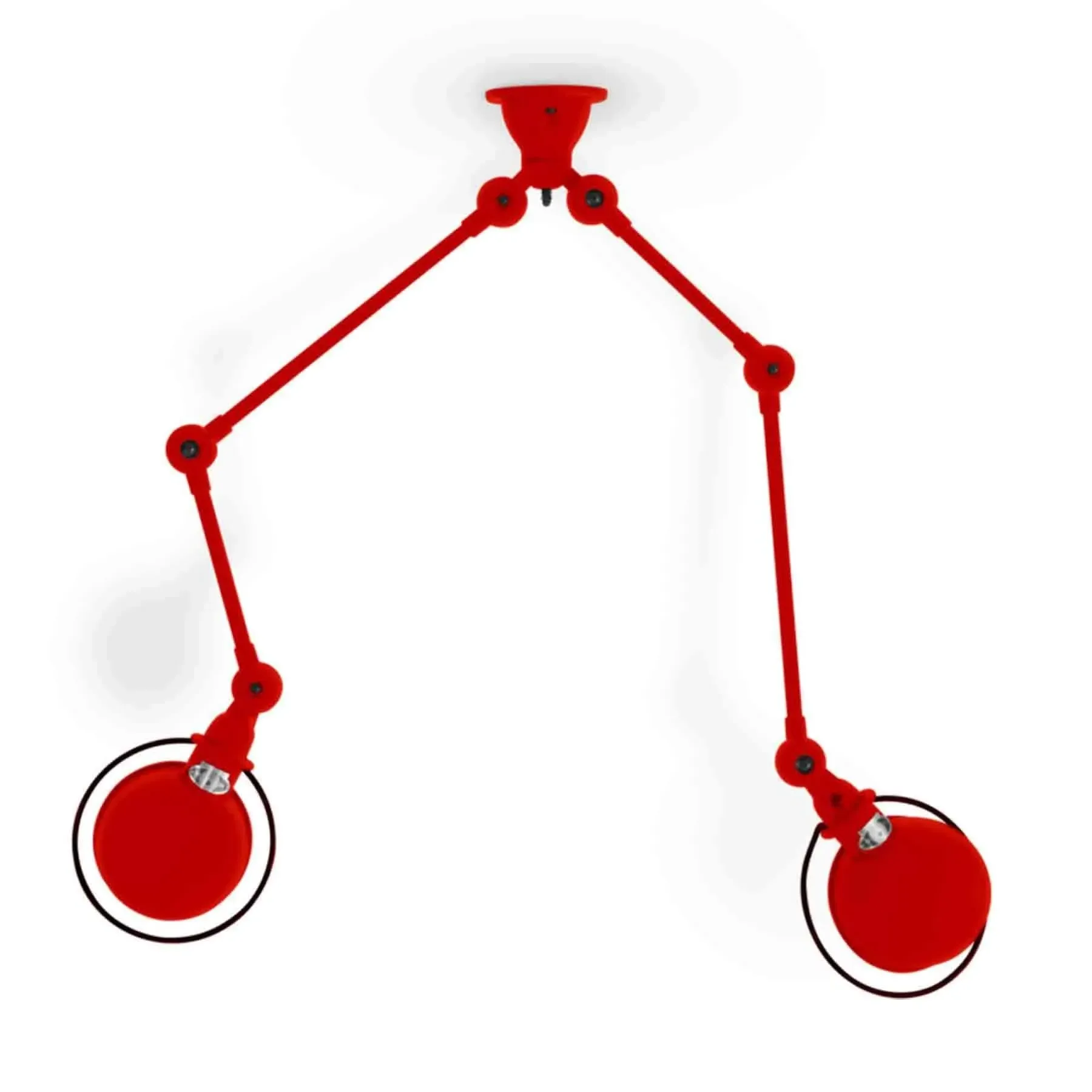 Twin Head Ceiling Light with Arms - Red, Matt