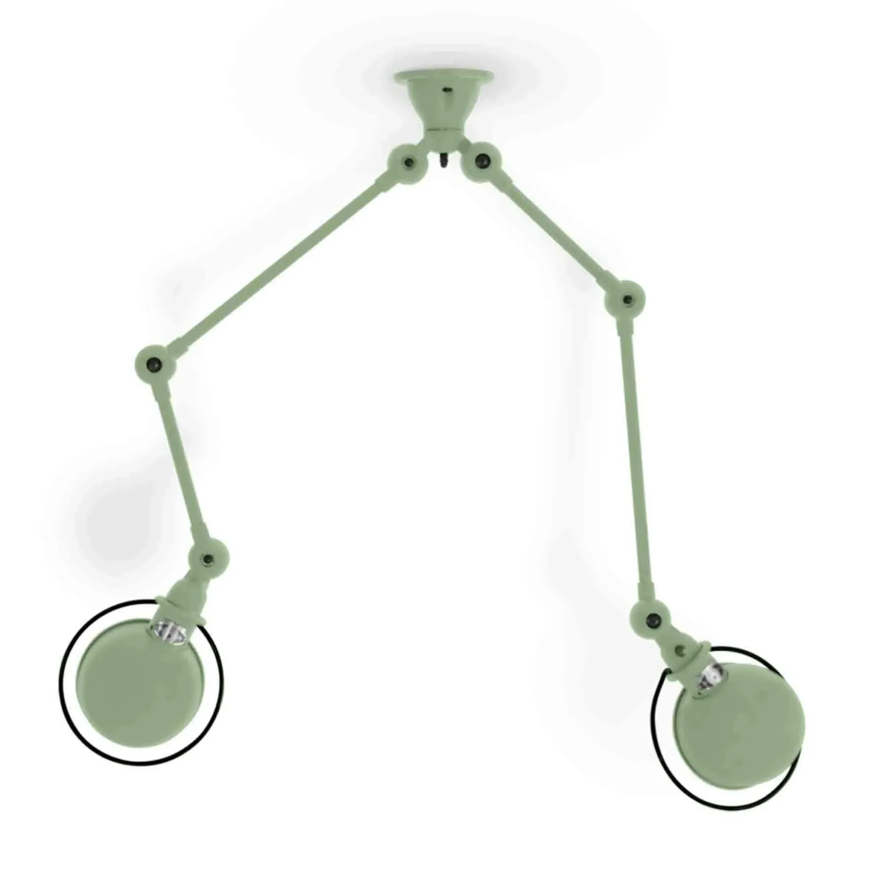 Twin Head Ceiling Light with Arms - Water Green, Matt