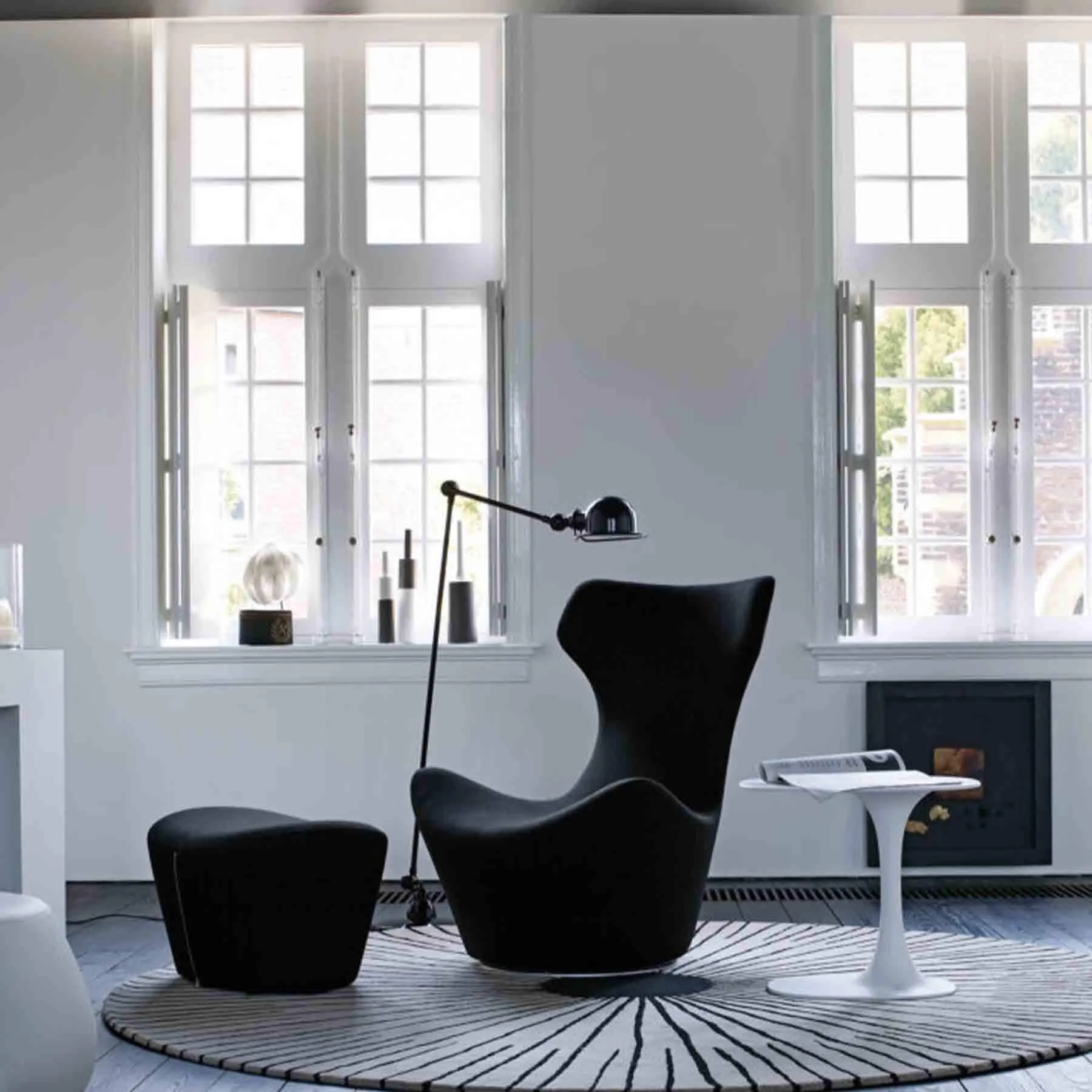 Two Arm Floor Lamp with Adjustable Head - Burgundy