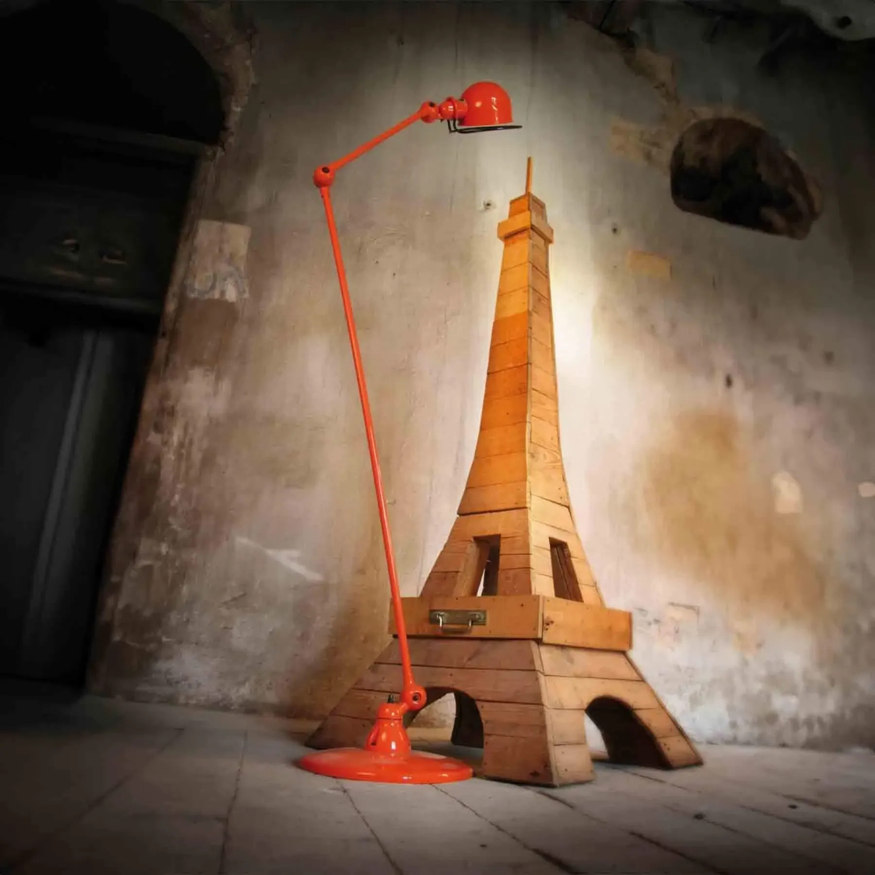 Two Arm Floor Lamp with Adjustable Head - Red