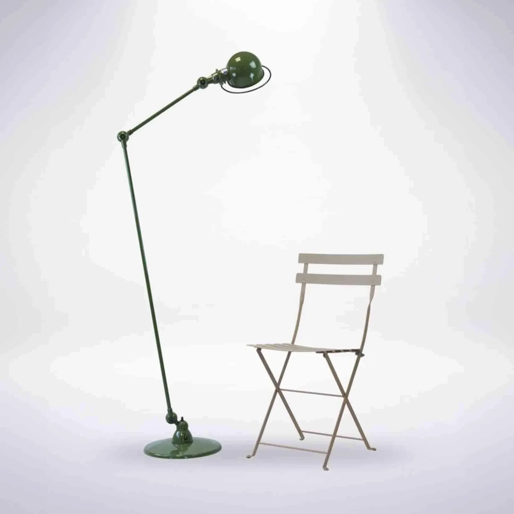 Two Arm Floor Lamp with Adjustable Head - White
