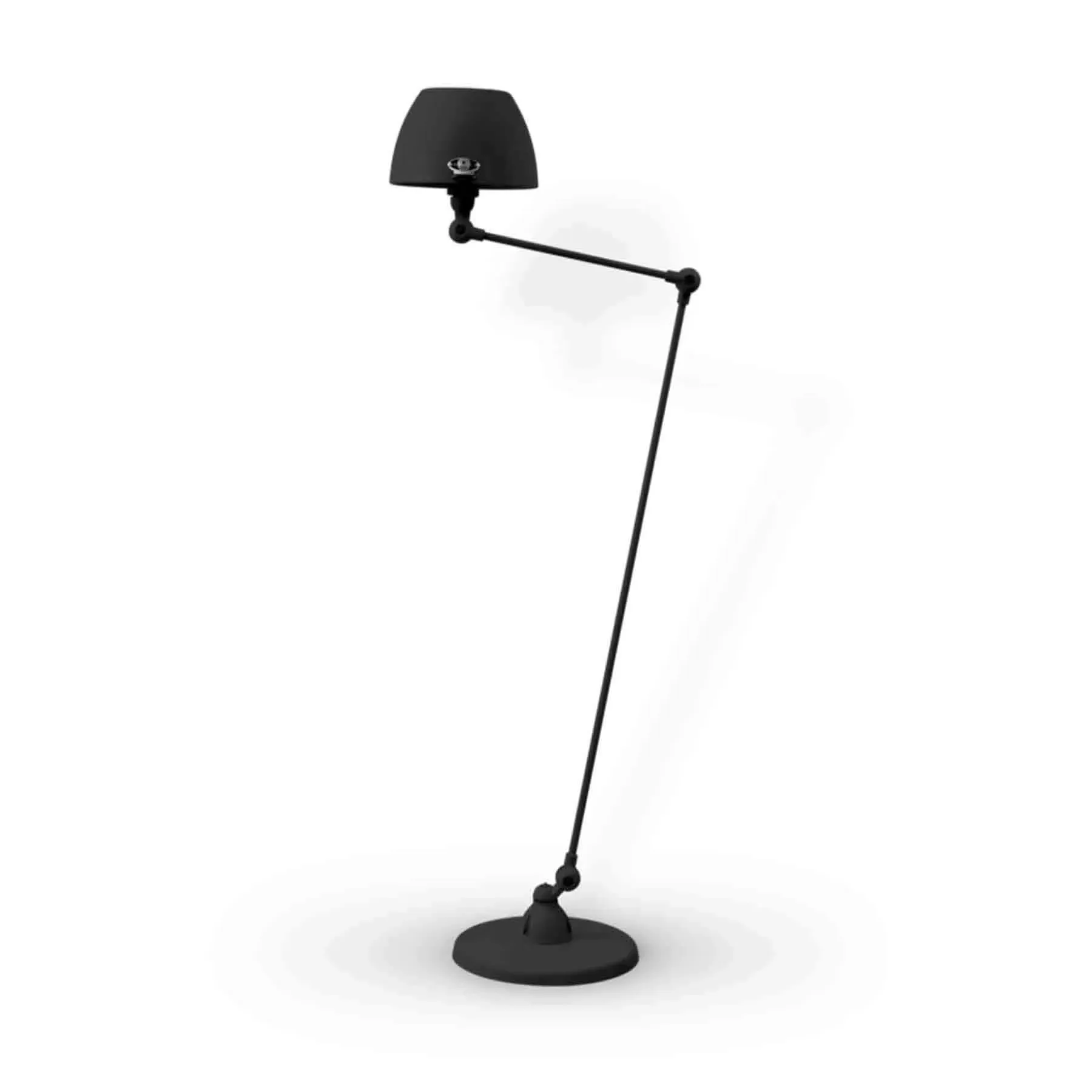 Two Arm Floor Lamp with Curved Shade - Black image
