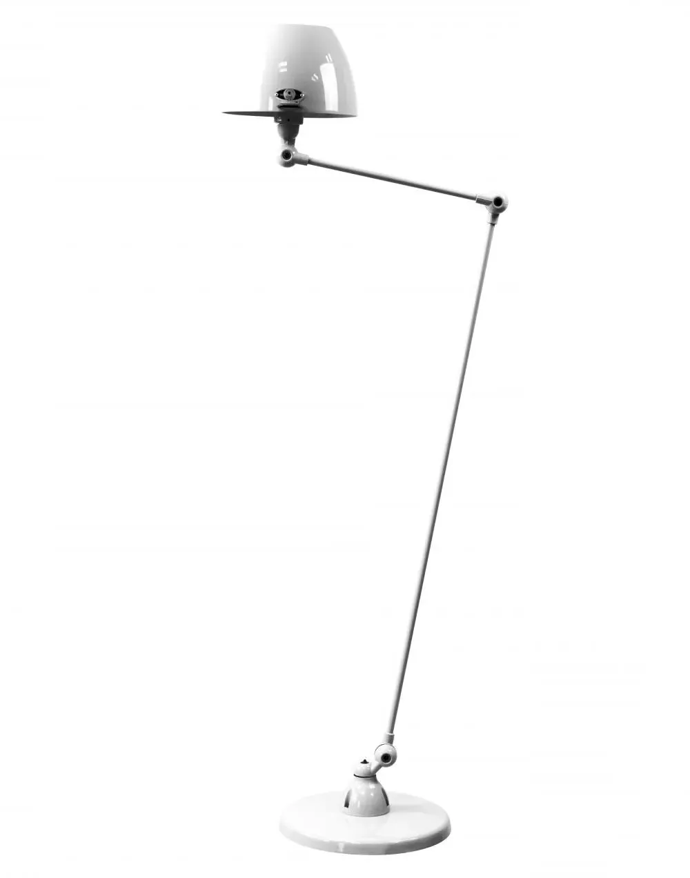 Two Arm Floor Lamp with Curved Shade - Chrome
