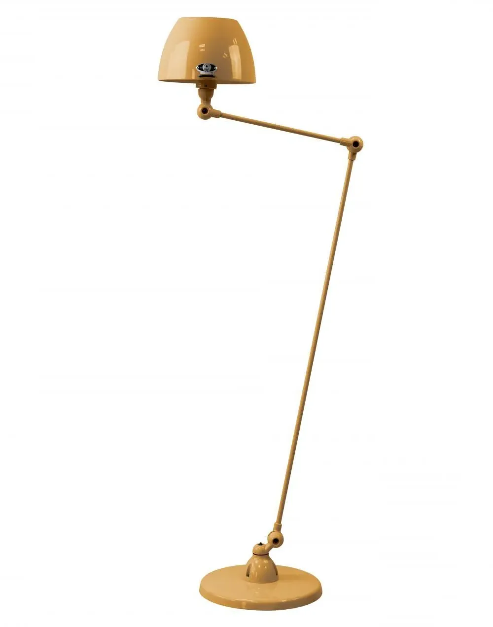 Two Arm Floor Lamp with Curved Shade - Gold, Metal