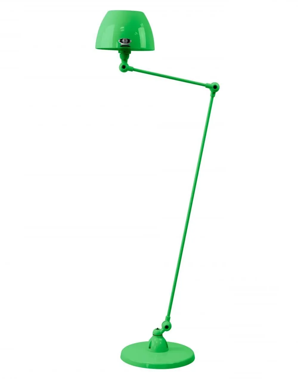Two Arm Floor Lamp with Curved Shade - Green, Metal