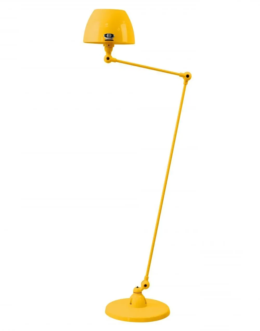 Two Arm Floor Lamp with Curved Shade - Mustard, Metal