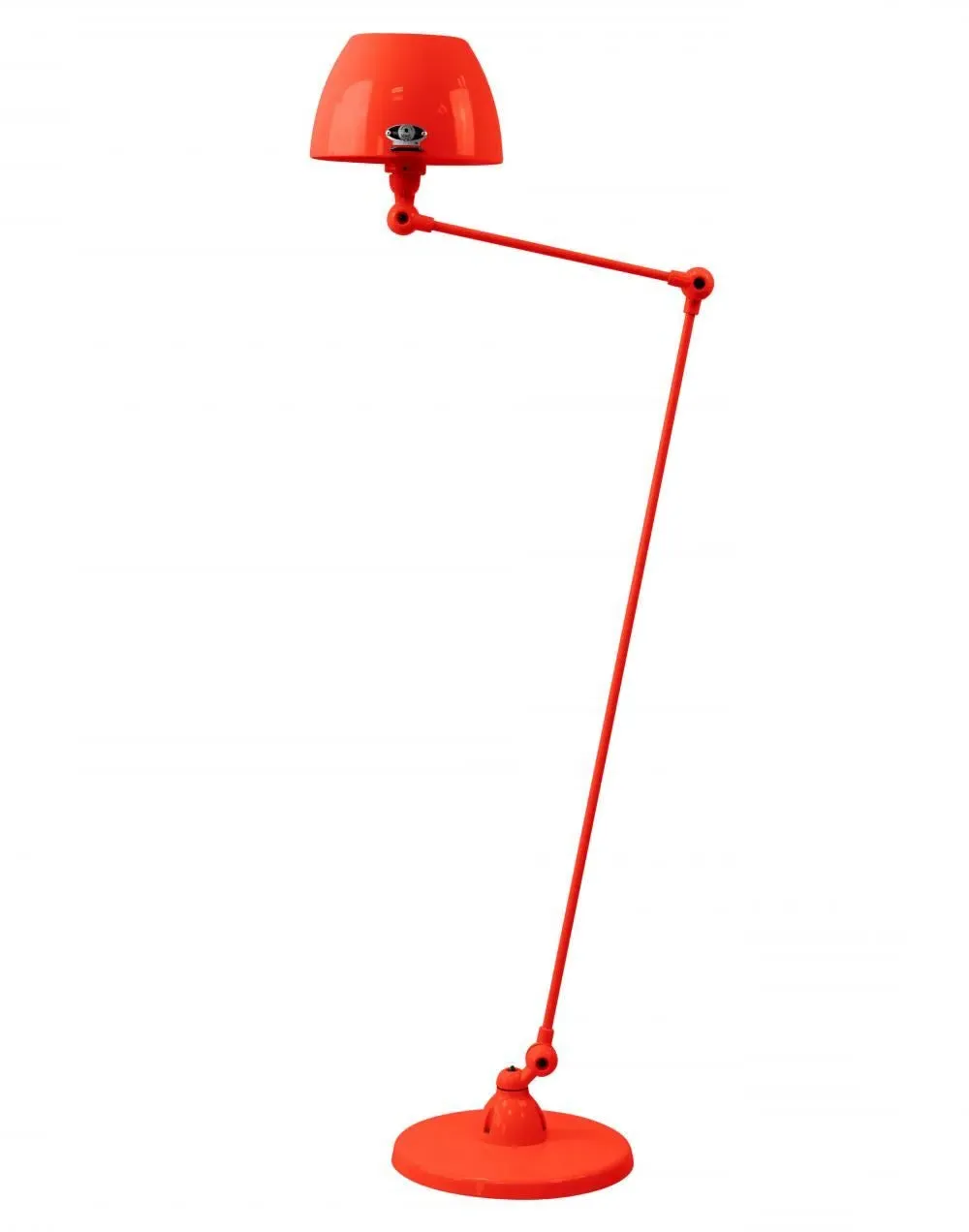 Two Arm Floor Lamp with Curved Shade - Red, Metal