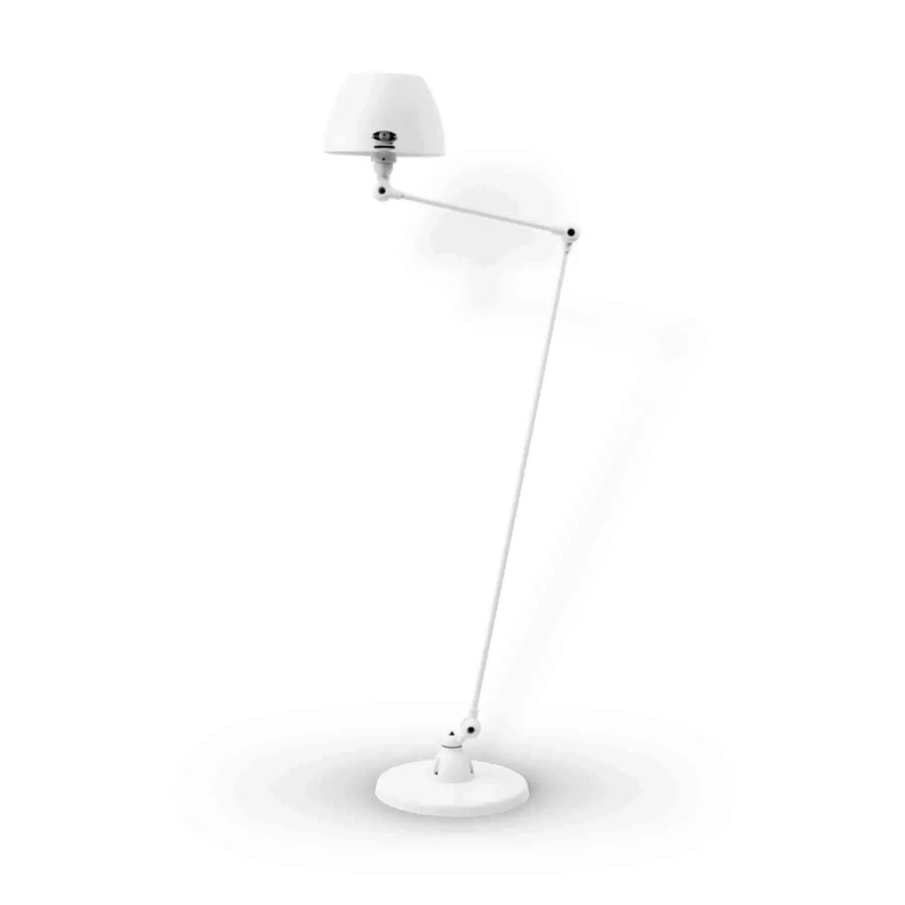 Two Arm Floor Lamp with Curved Shade - White