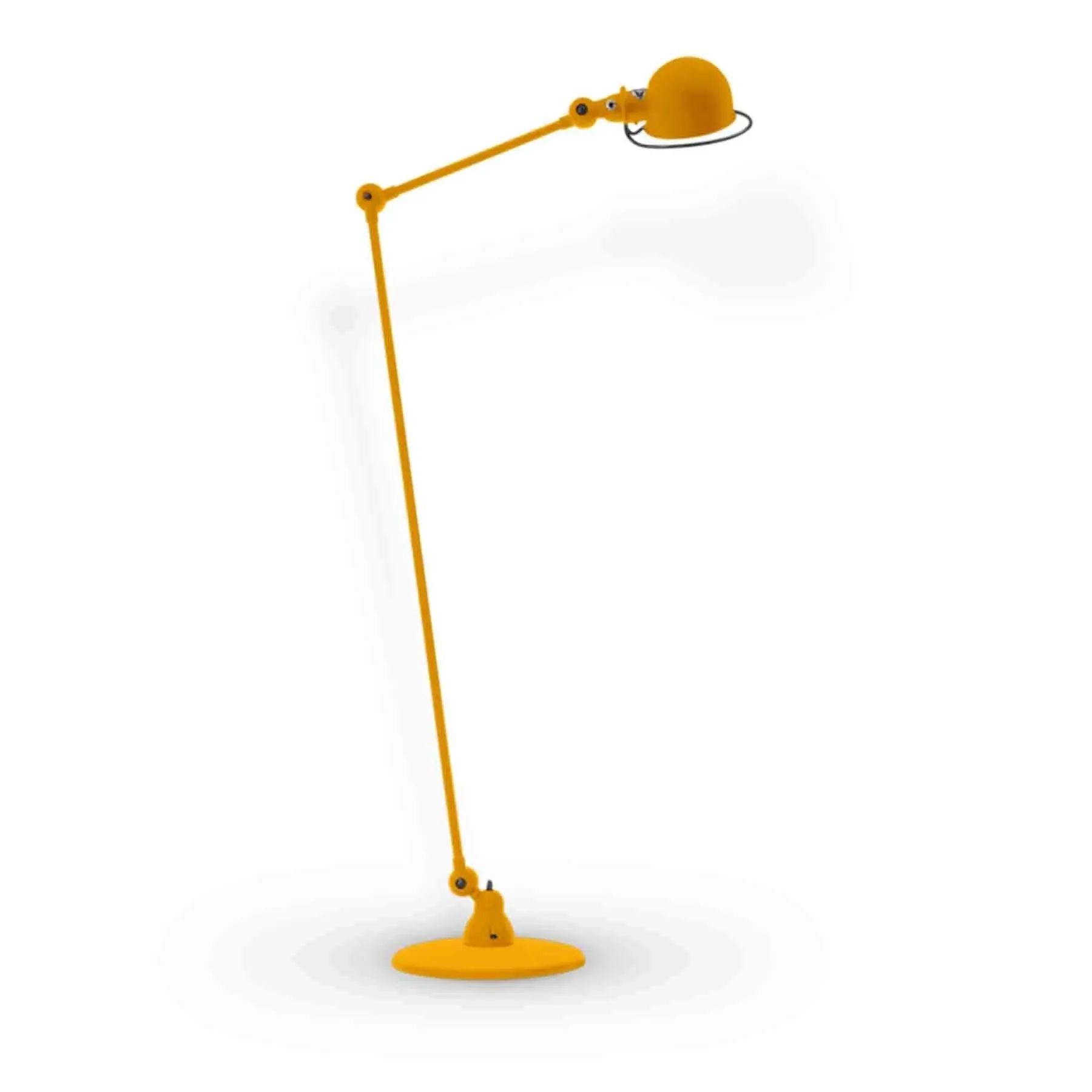 Two Arm Floor Reading Light - Mustard, Steel