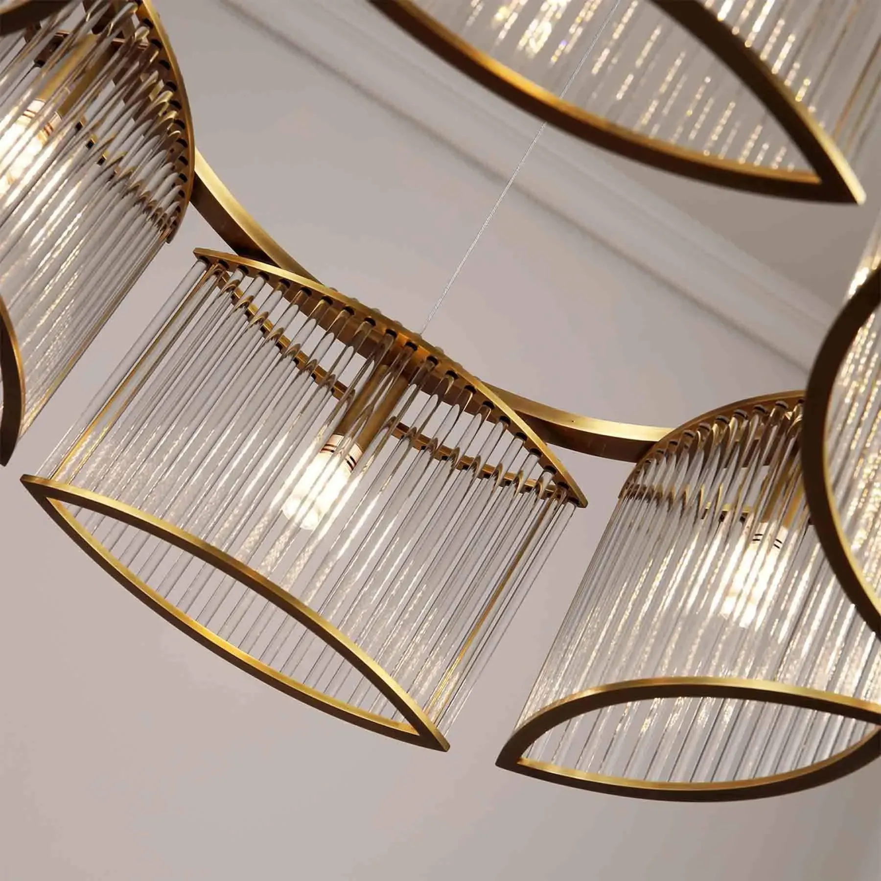 240-Glass Chandelier with Tubes - Clear, Brass