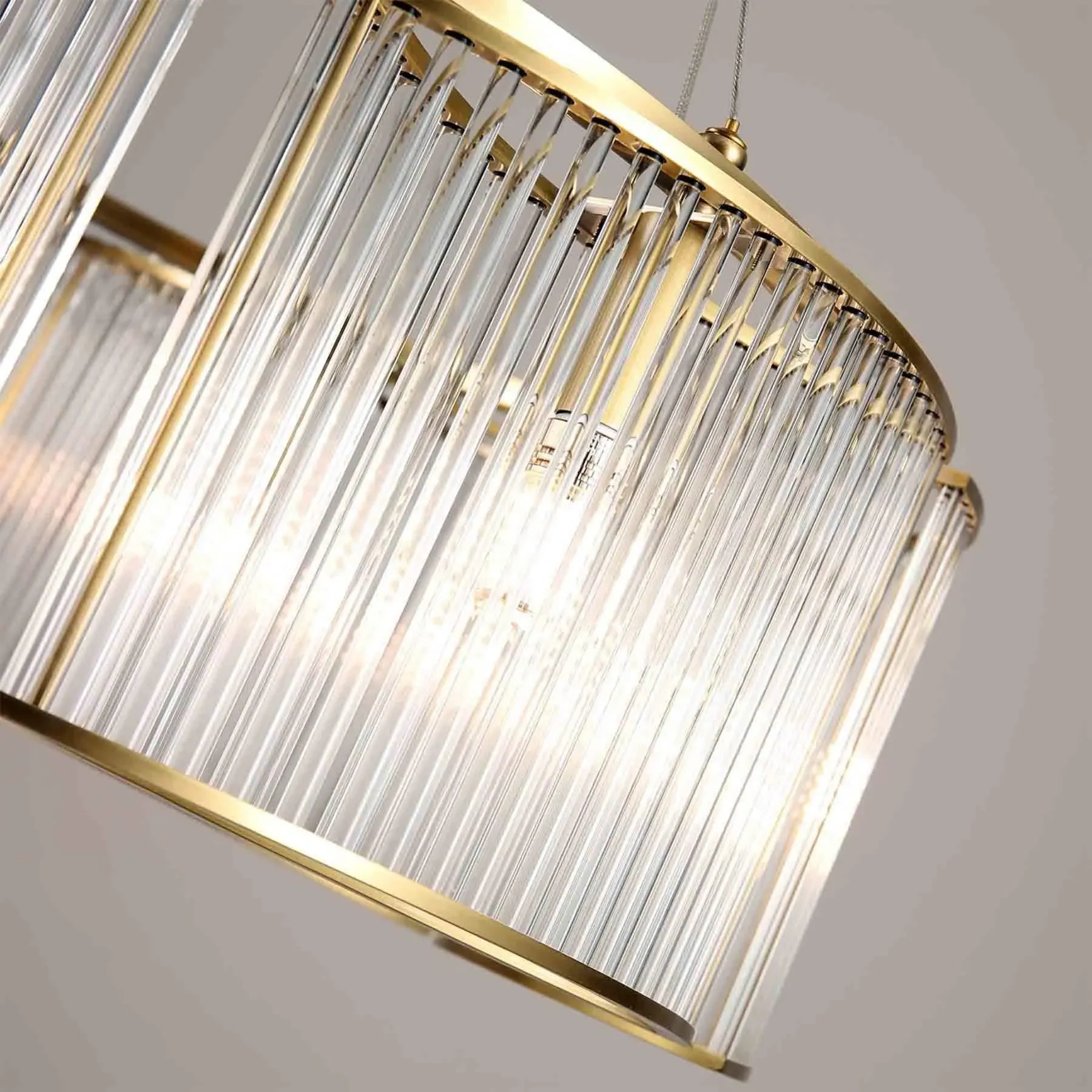 240-Glass Chandelier with Tubes - Clear, Brass