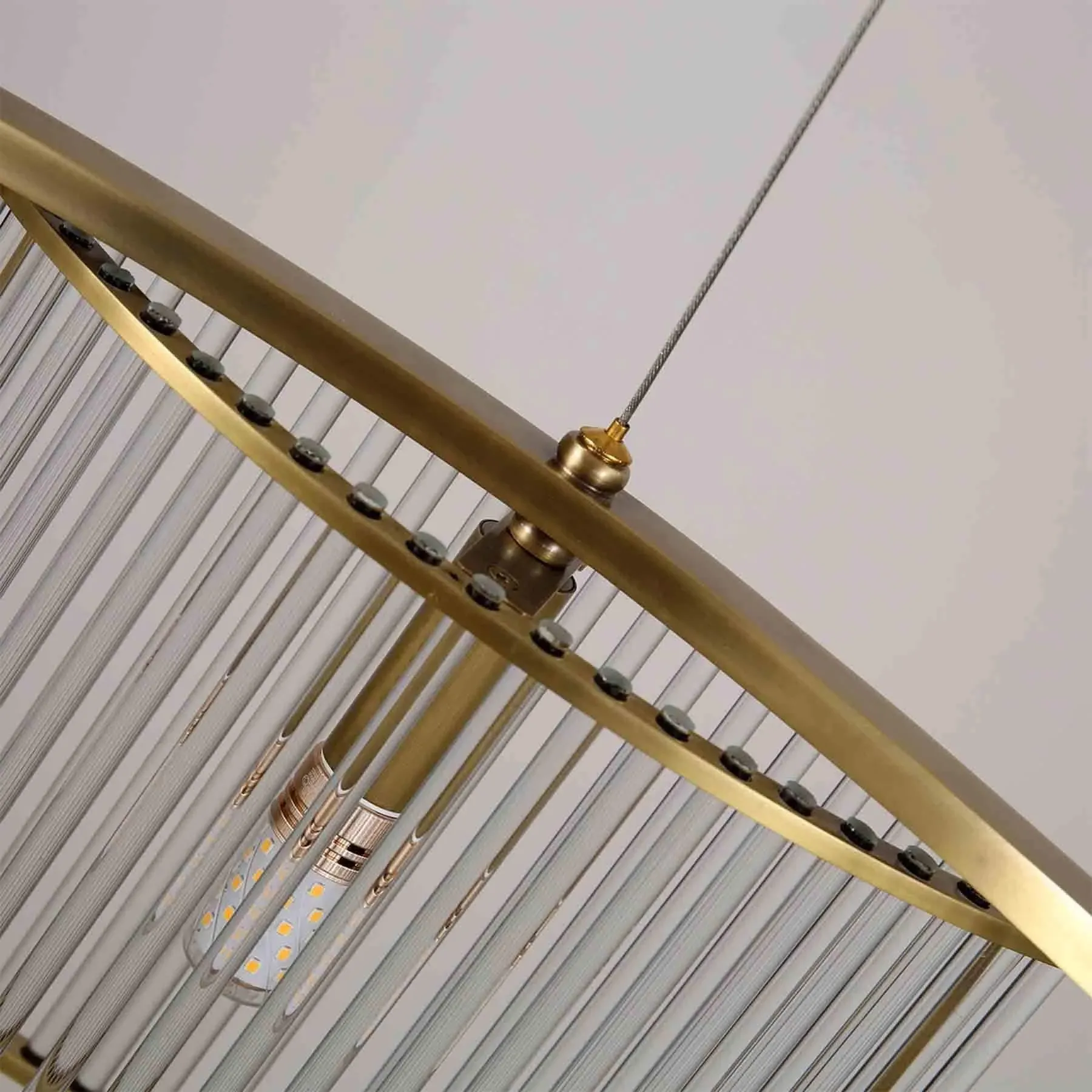 240-Glass Chandelier with Tubes - Clear, Brass