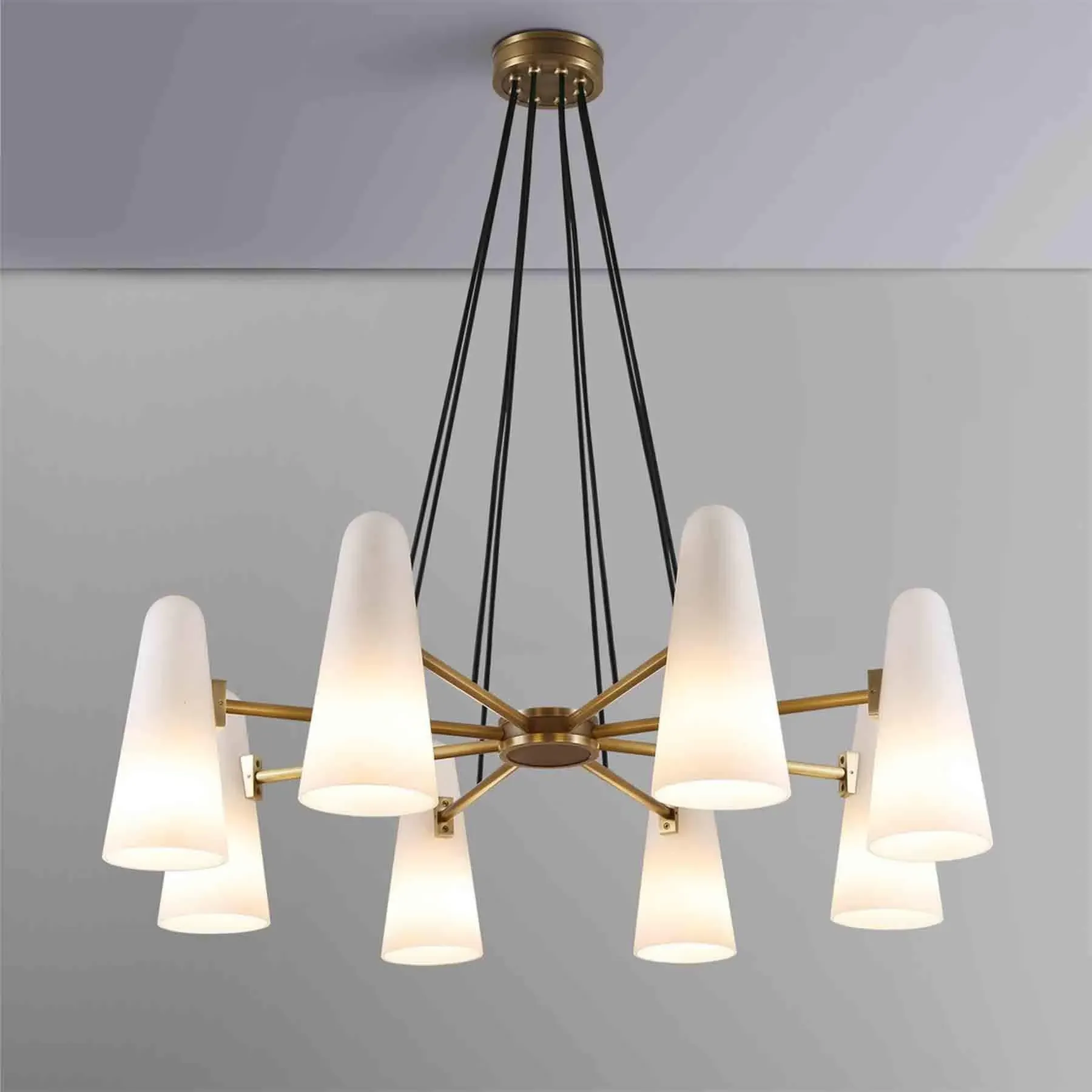 8-Light Chandelier - White, Glass