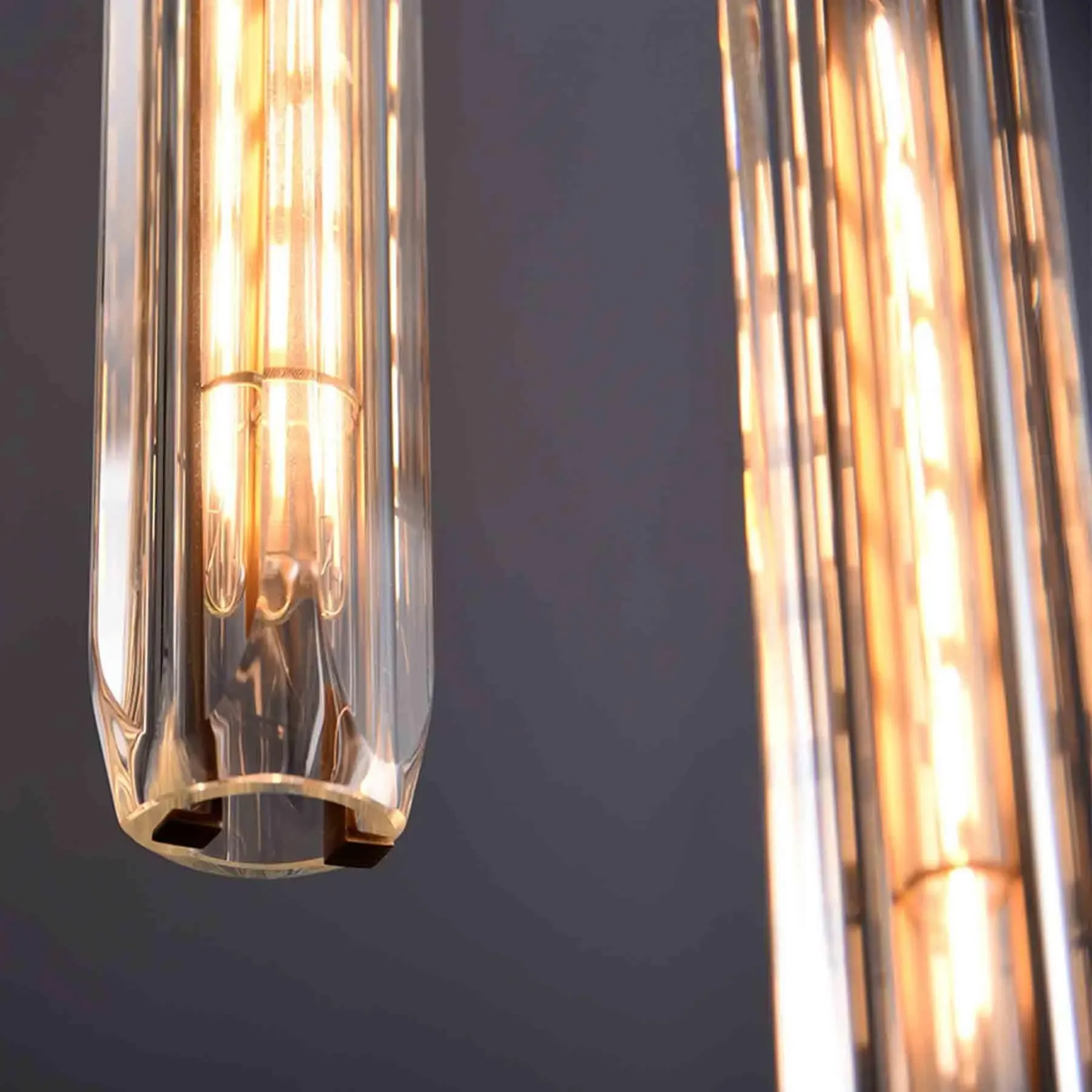 Double Pendant Light - Brass, Polygonal Glass