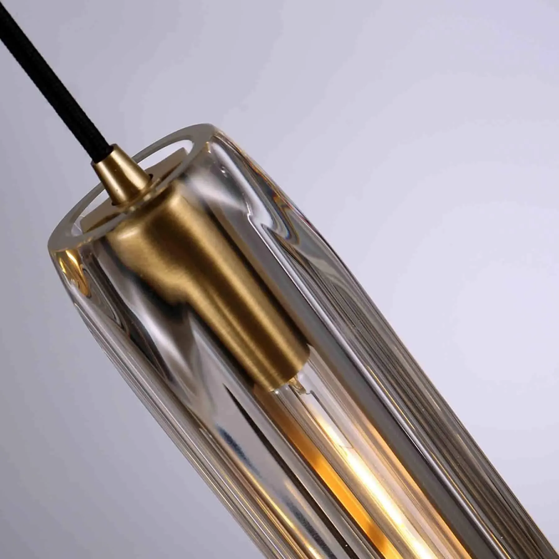 Double Pendant Light - Brass, Polygonal Glass