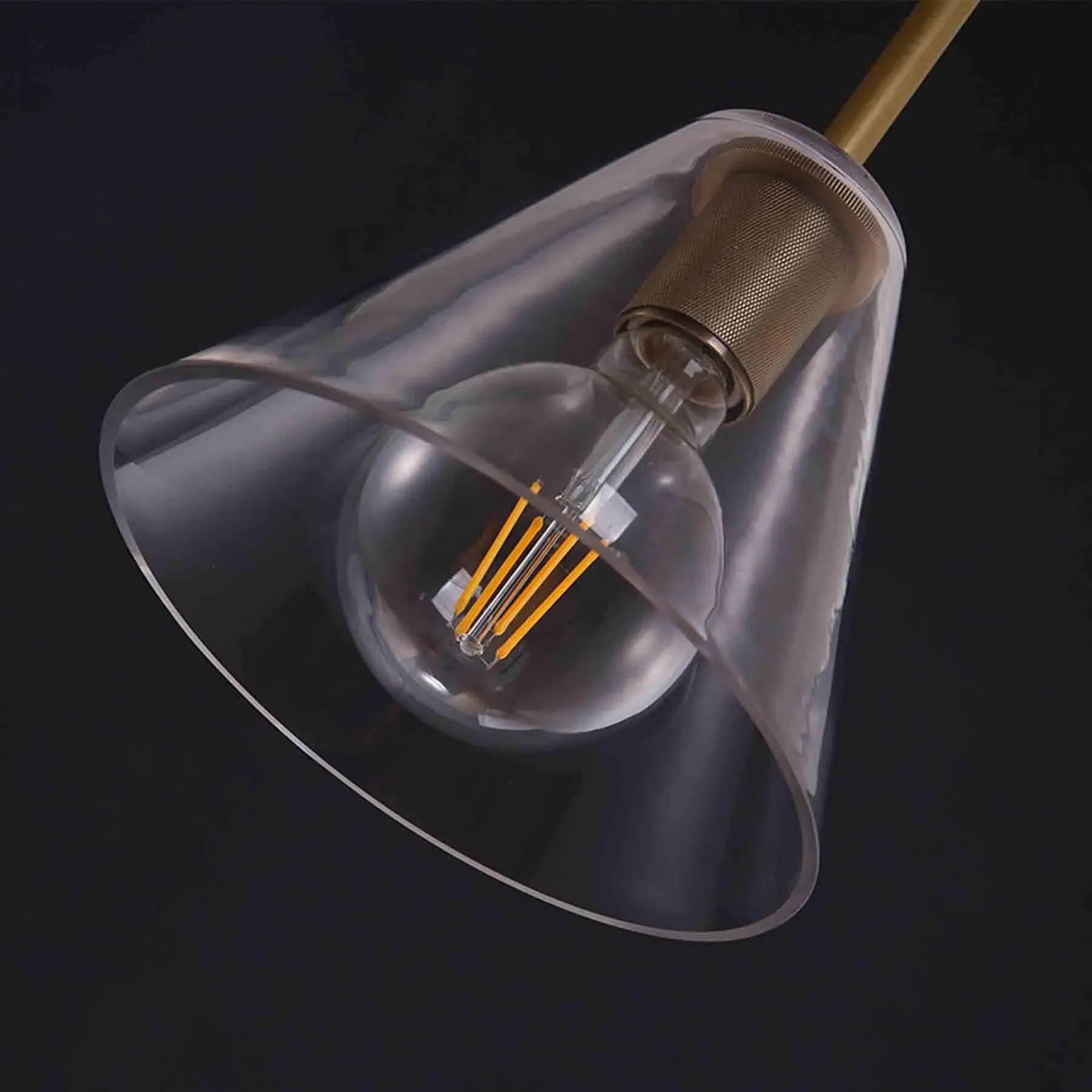 Funnel Pendant Light - Brass, Clear Glass