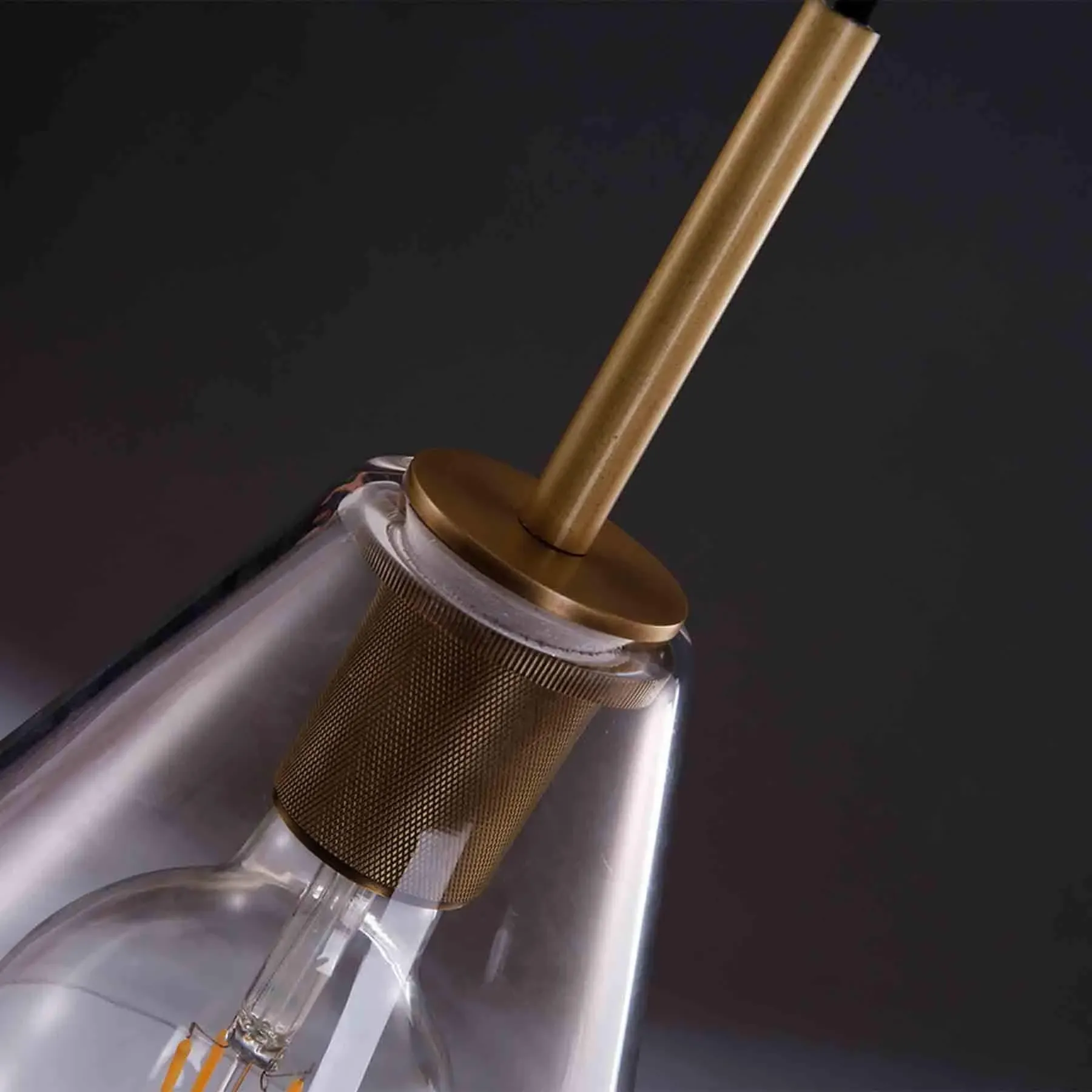 Funnel Pendant Light - Brass, Clear Glass