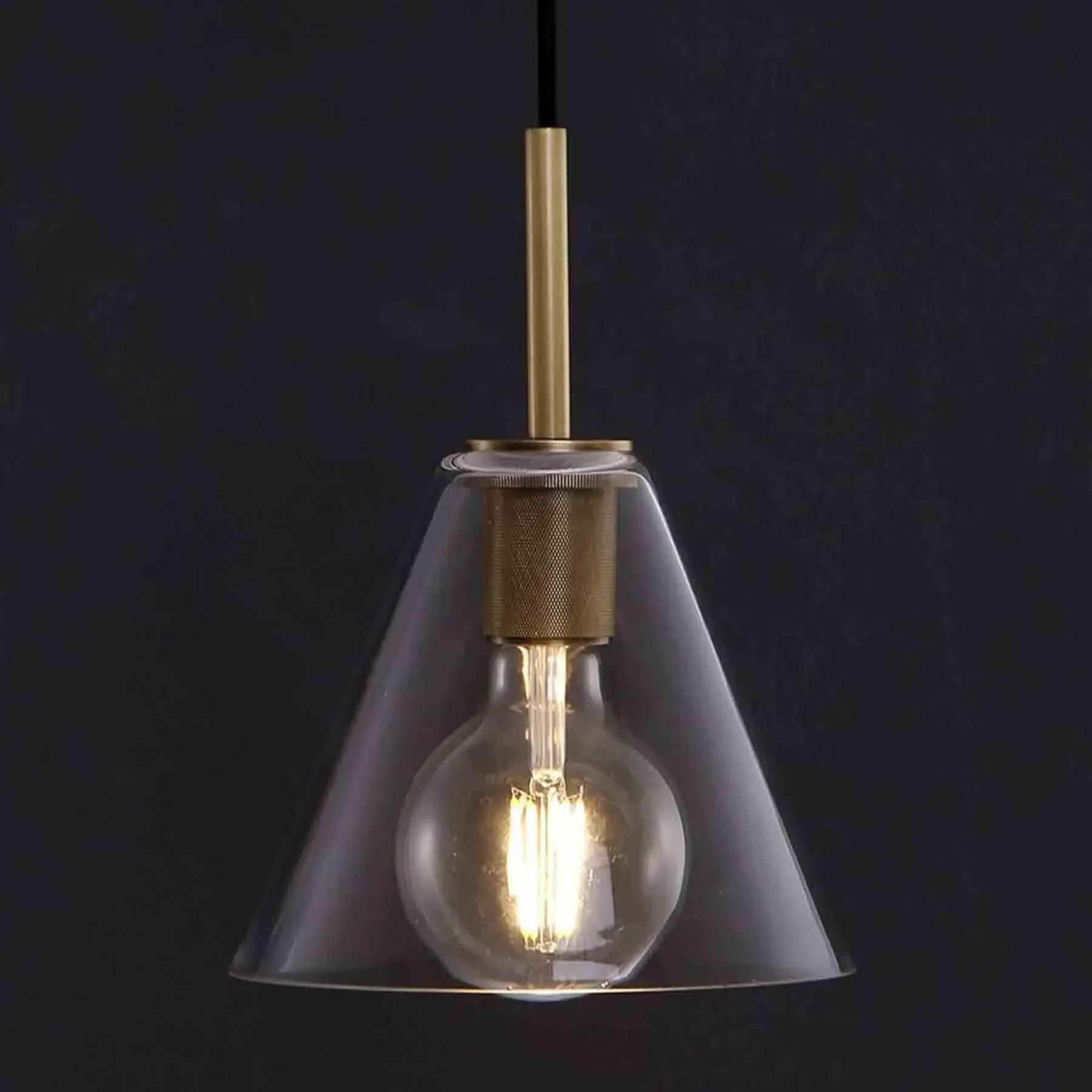 Funnel Pendant Light - Brass, Clear Glass image