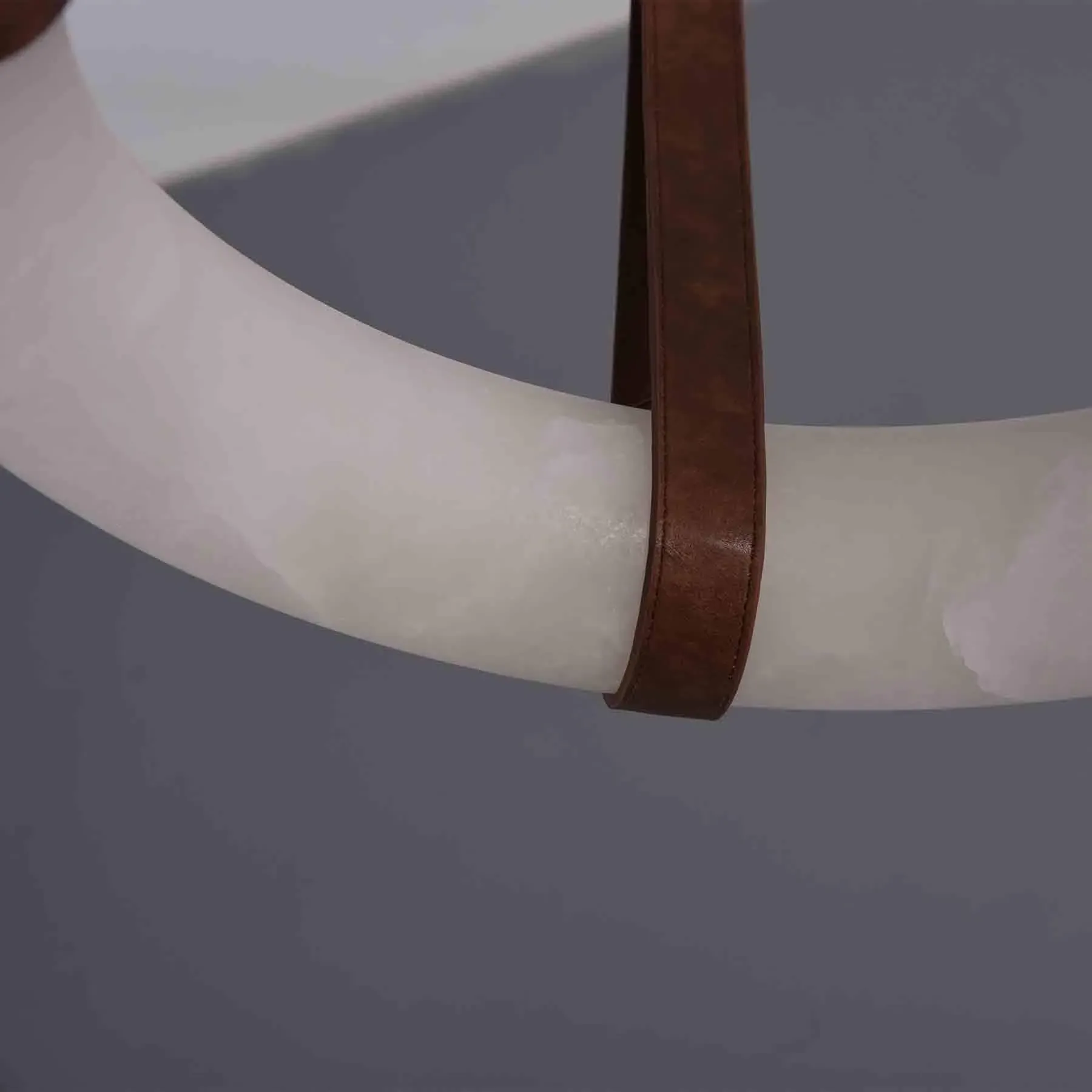 Pendant Light with Leather Detail - Alabaster