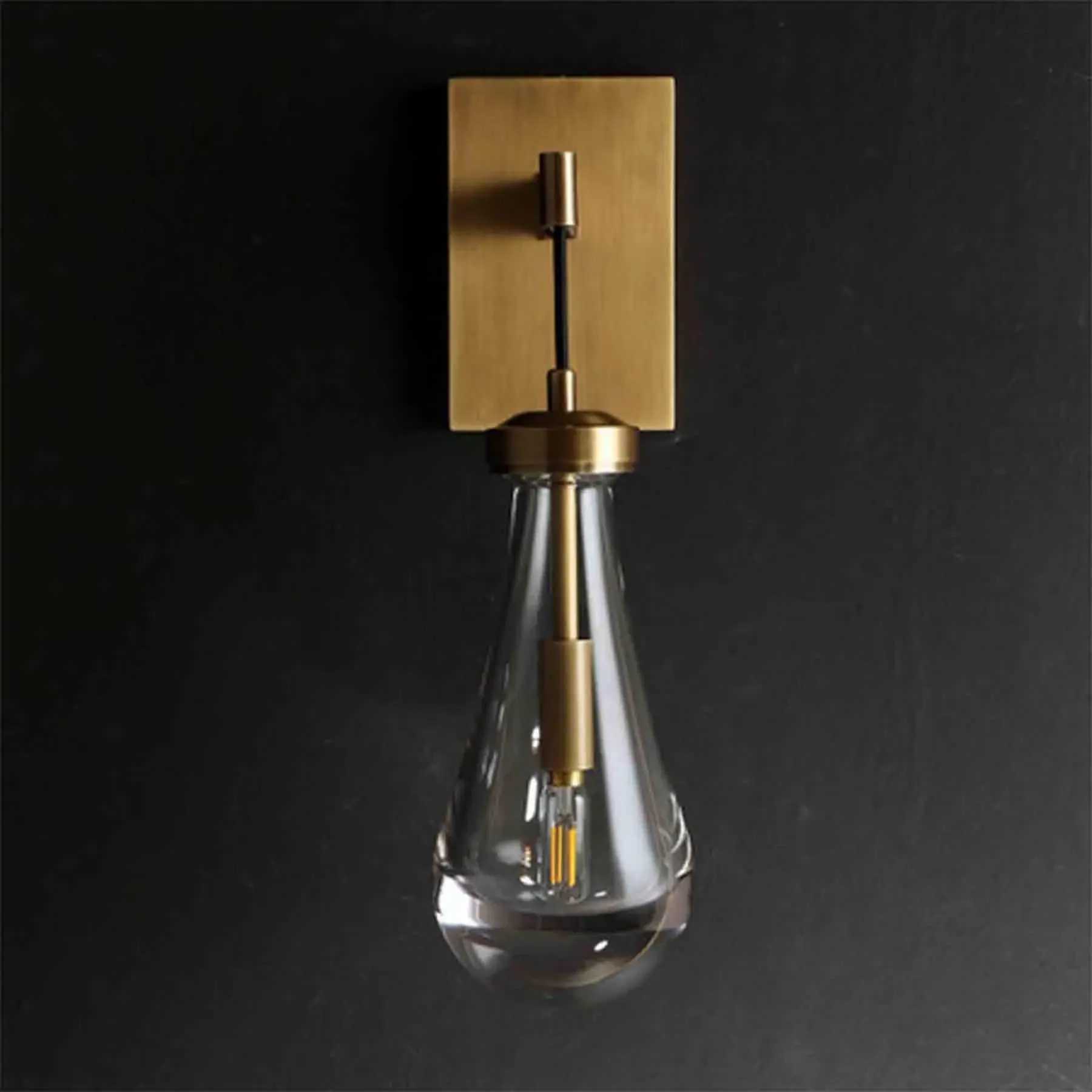 Wall Light with Glass Shade - Brass, Metal