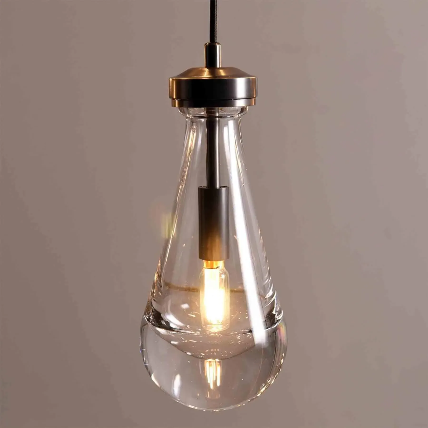 Waterdrop Pendant Light - Bronze, Brass & Glass
