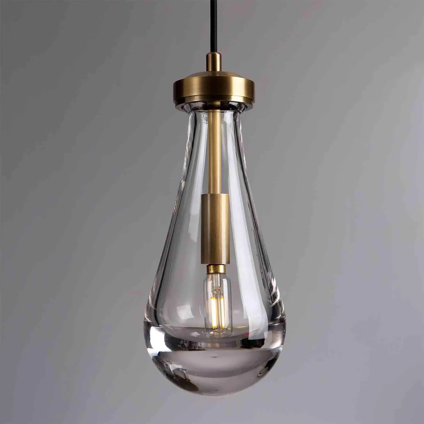 Waterdrop Pendant Light - Bronze, Brass & Glass