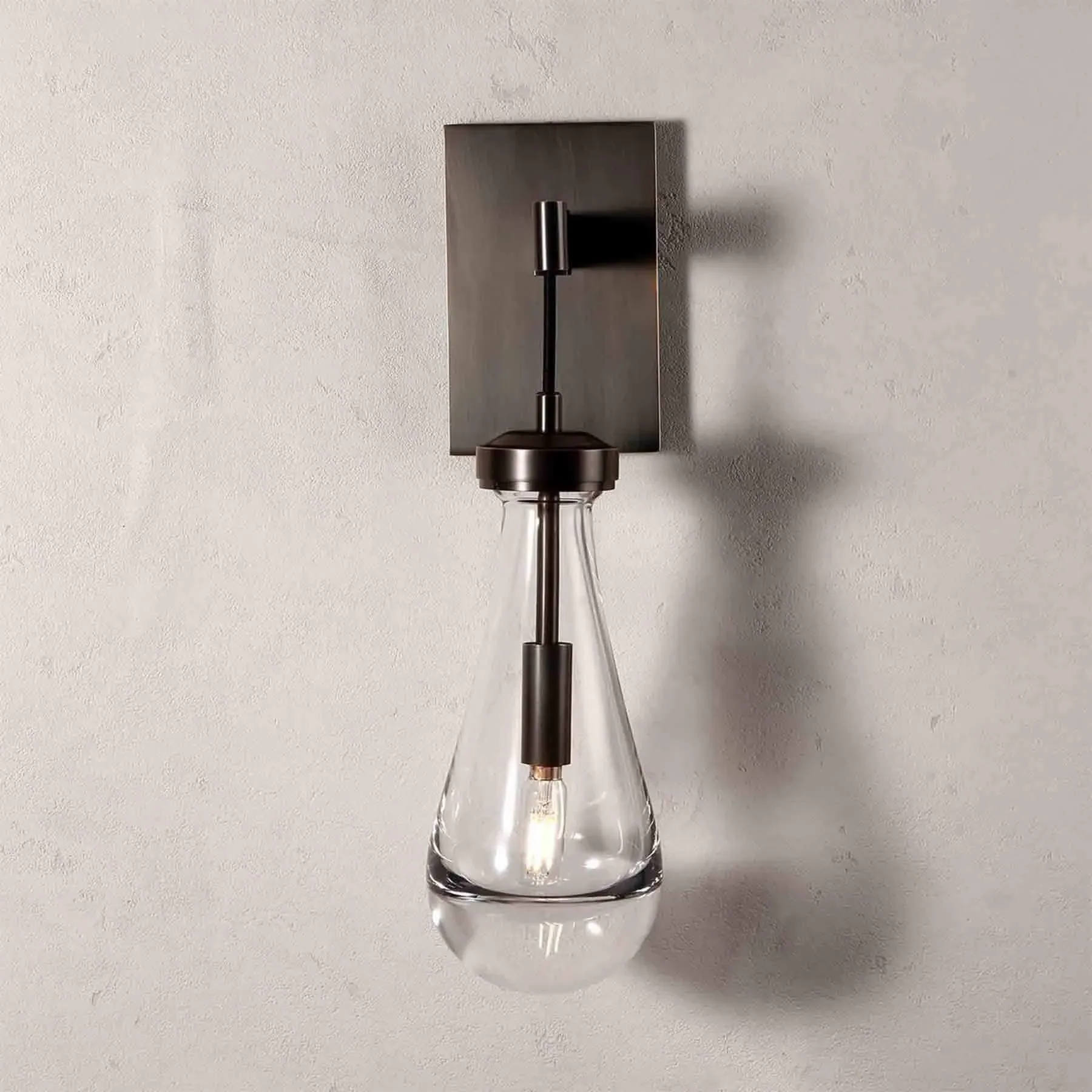Waterdrop Wall Light with Glass Shade - Bronze