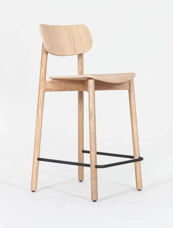 Counter Stool with Upholstery - Black, Oak