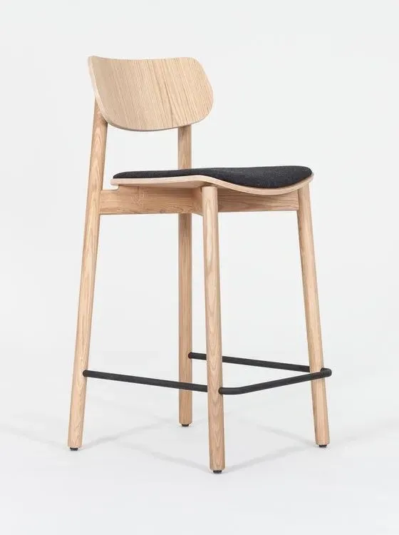 Counter Stool with Upholstery - Black, Oak