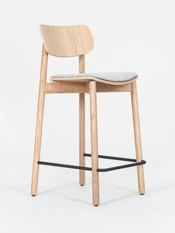 Counter Stool with Upholstery - Grey, Oak