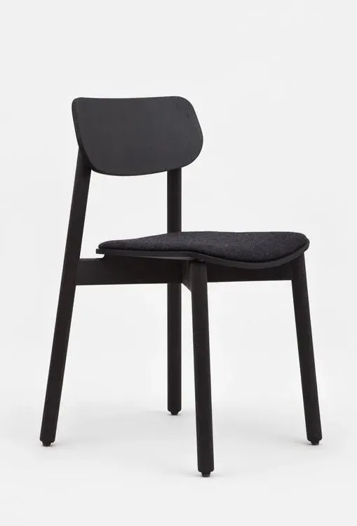 Otis Dining Chair with Upholstery - Jet Black, Black Stained Ash