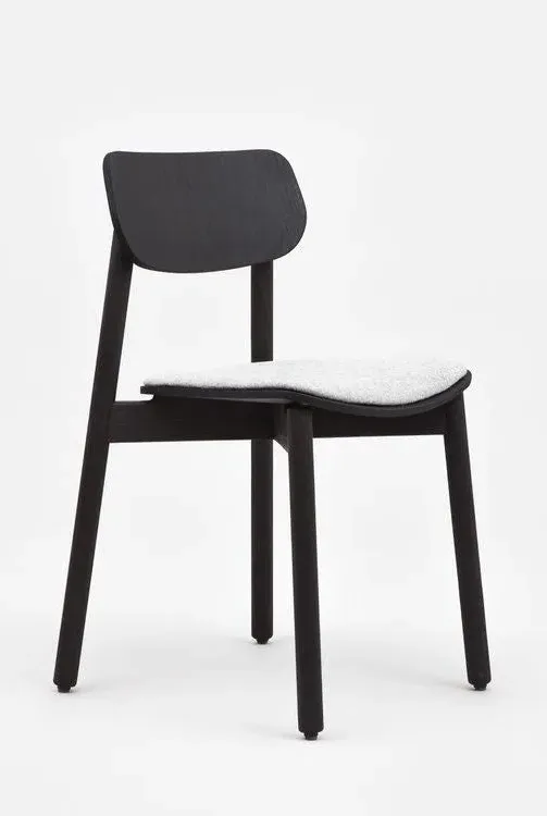 Otis Dining Chair with Upholstery - Silver Grey, Black Stained Ash