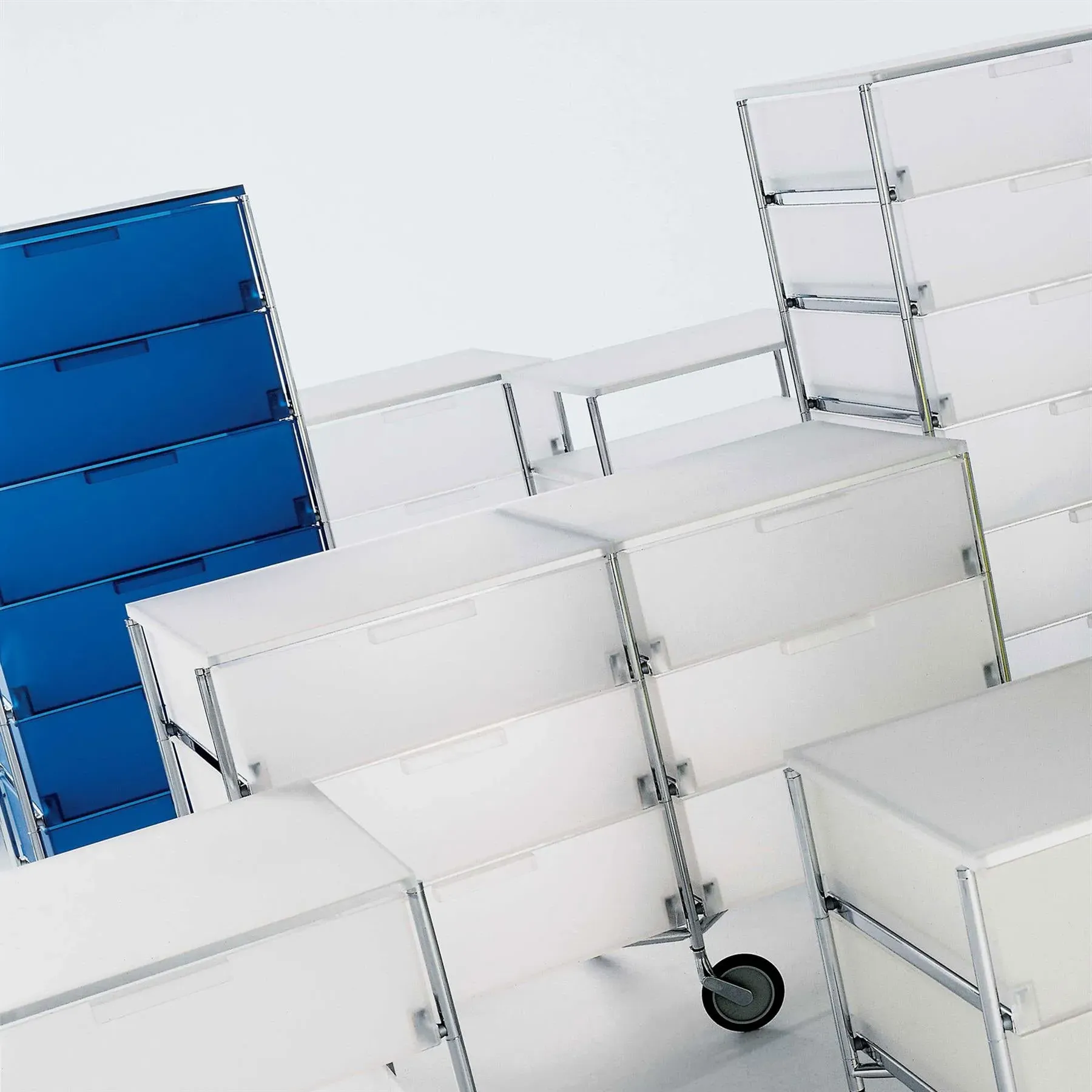 2-Drawer Storage Unit with Wheels - White