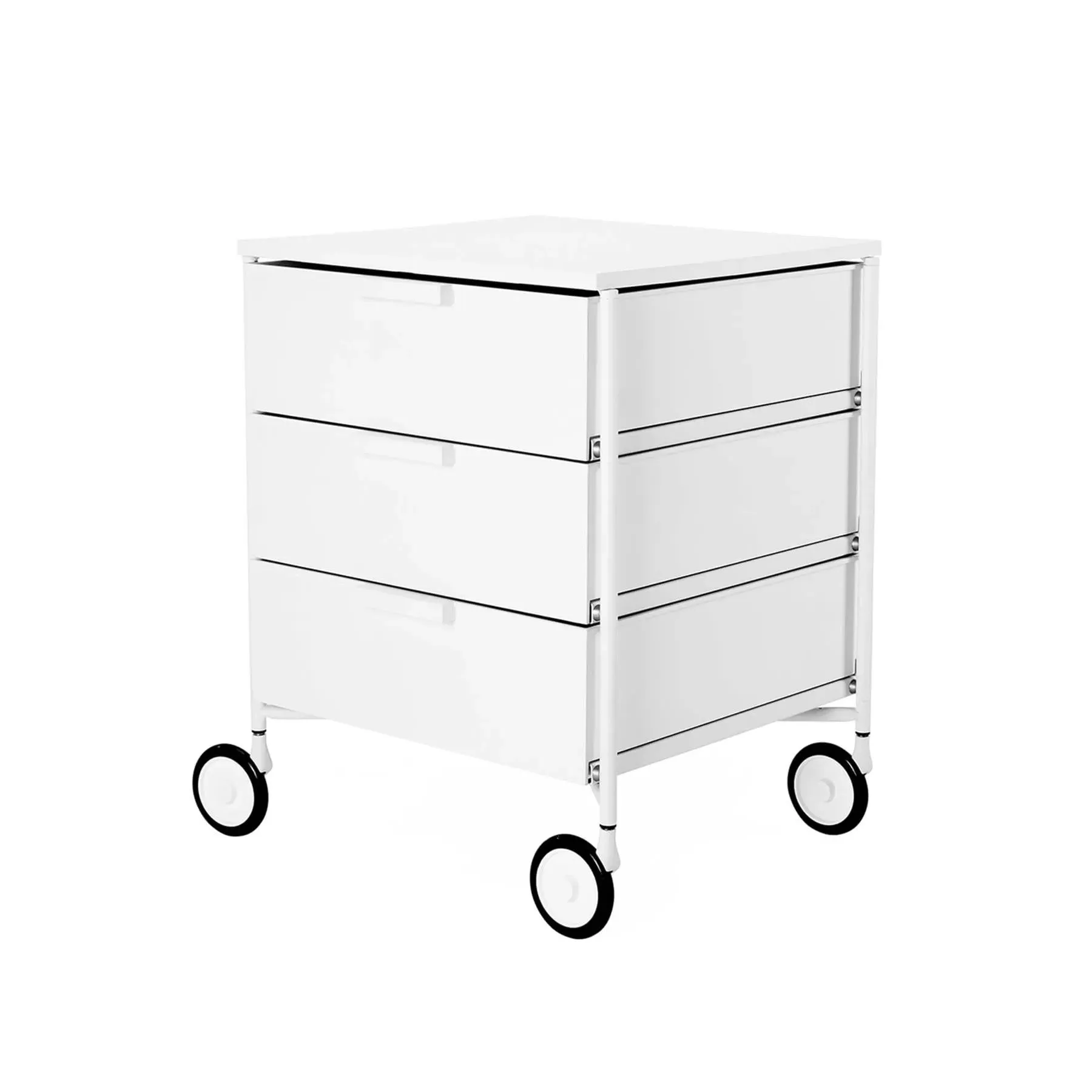 3-Drawer Storage Unit with Wheels - White