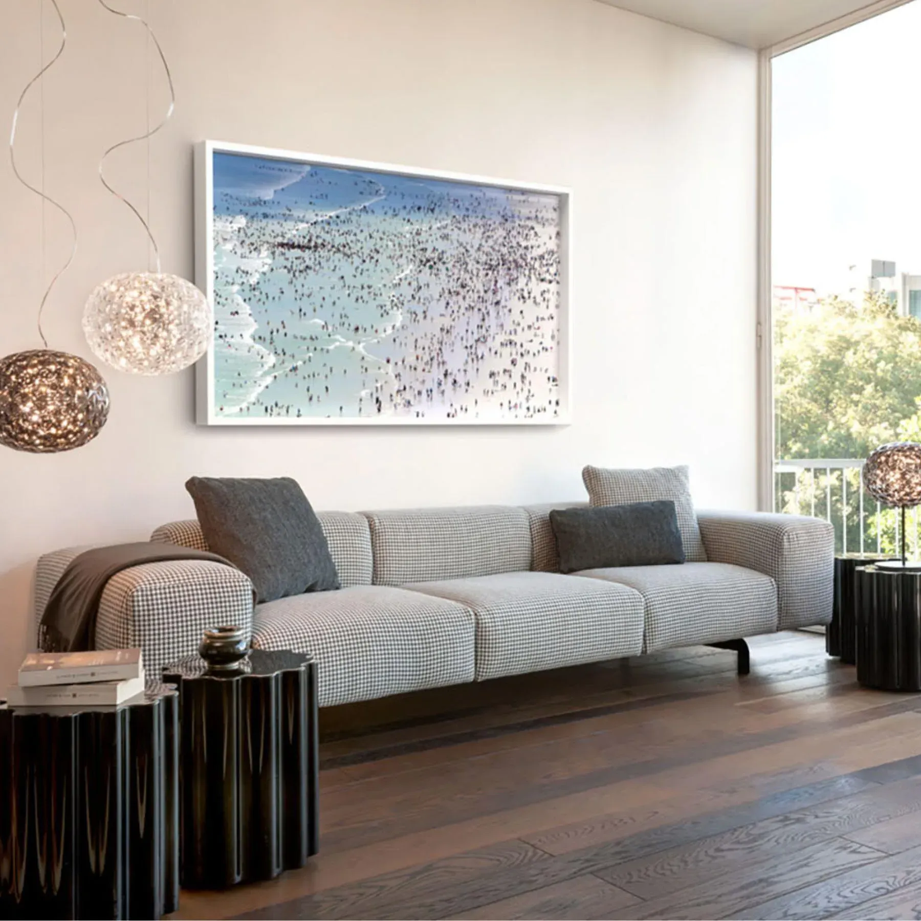 3-Seater Modular Sofa - Pied De Poule Pattern