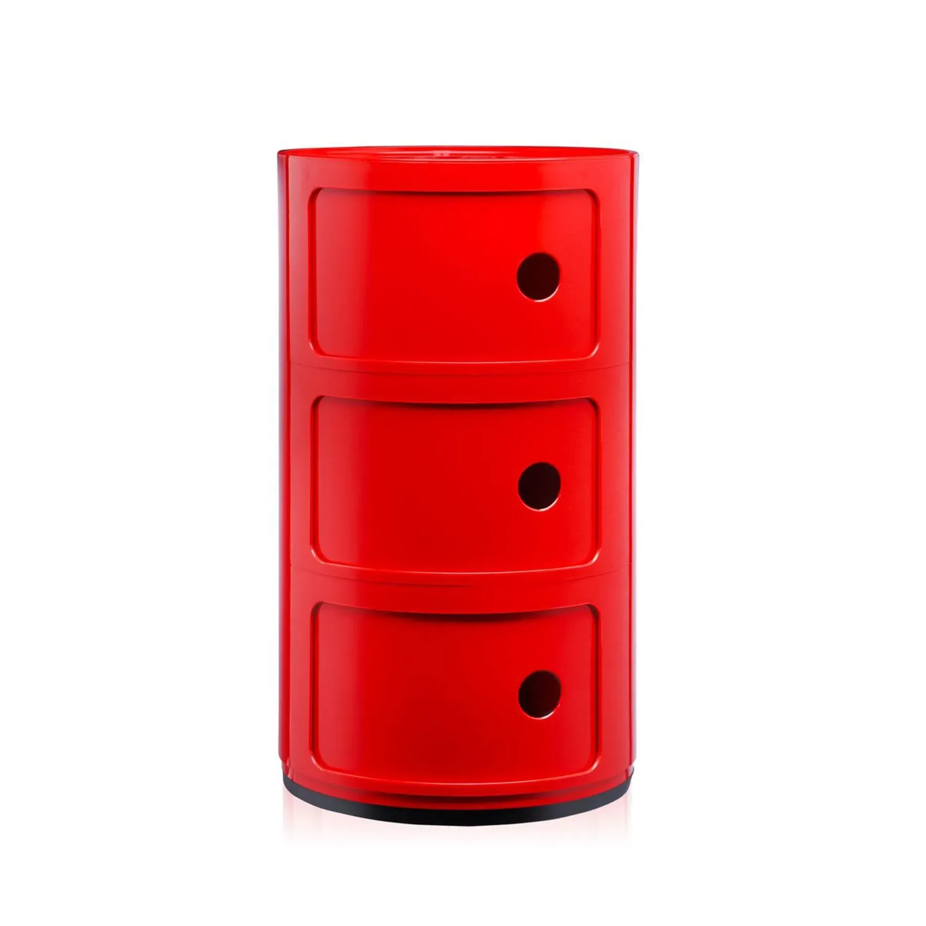 3-Tier Round Storage Cabinet - Red, ABS Plastic