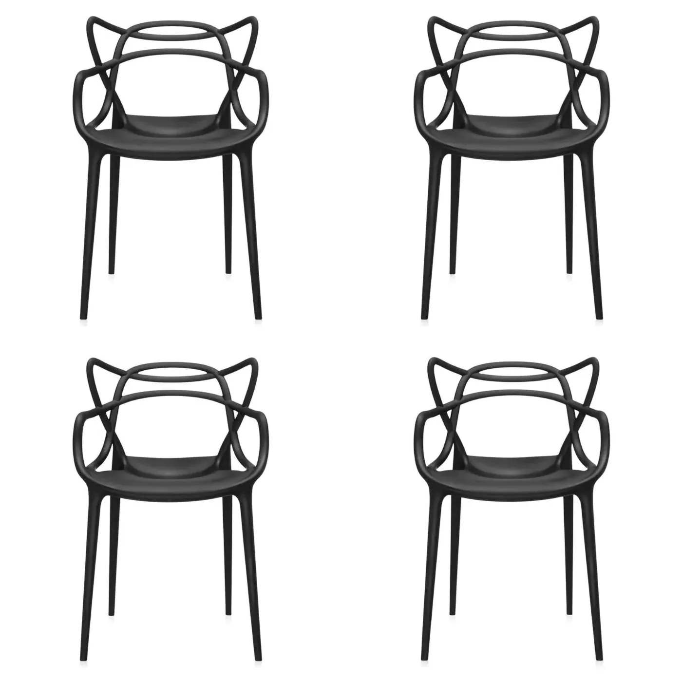 4-Piece Dining Chair Set - Black, Plastic image