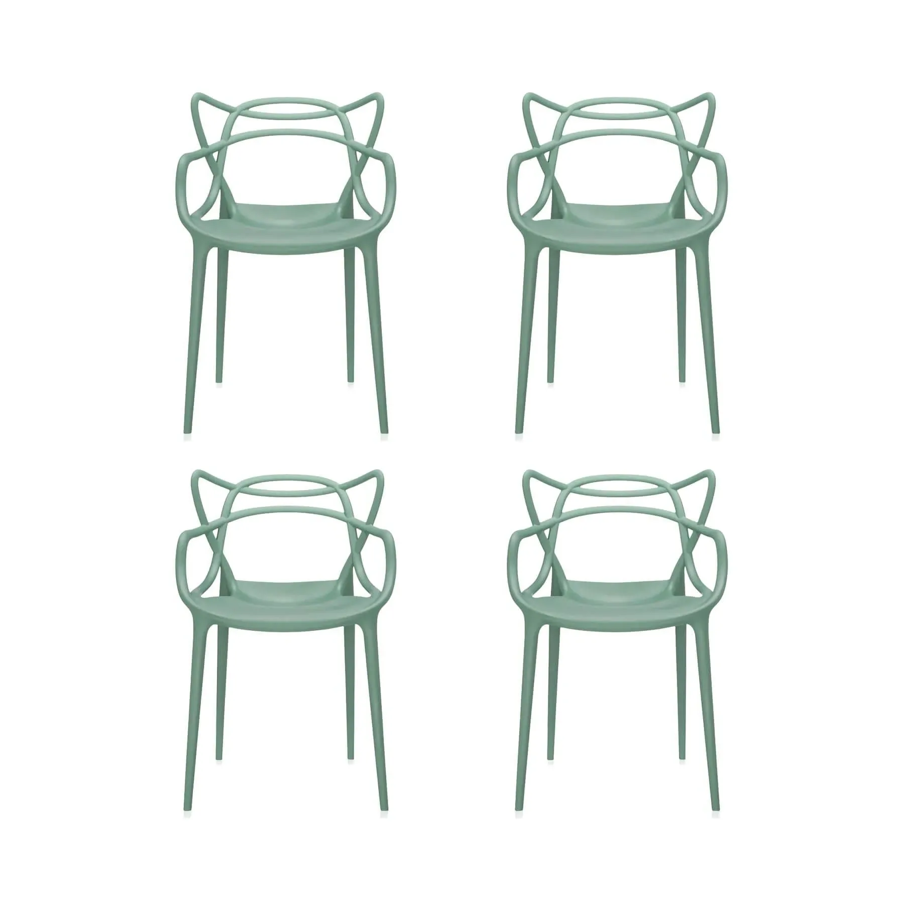 4-Piece Dining Chair Set - Sage Green, Plastic