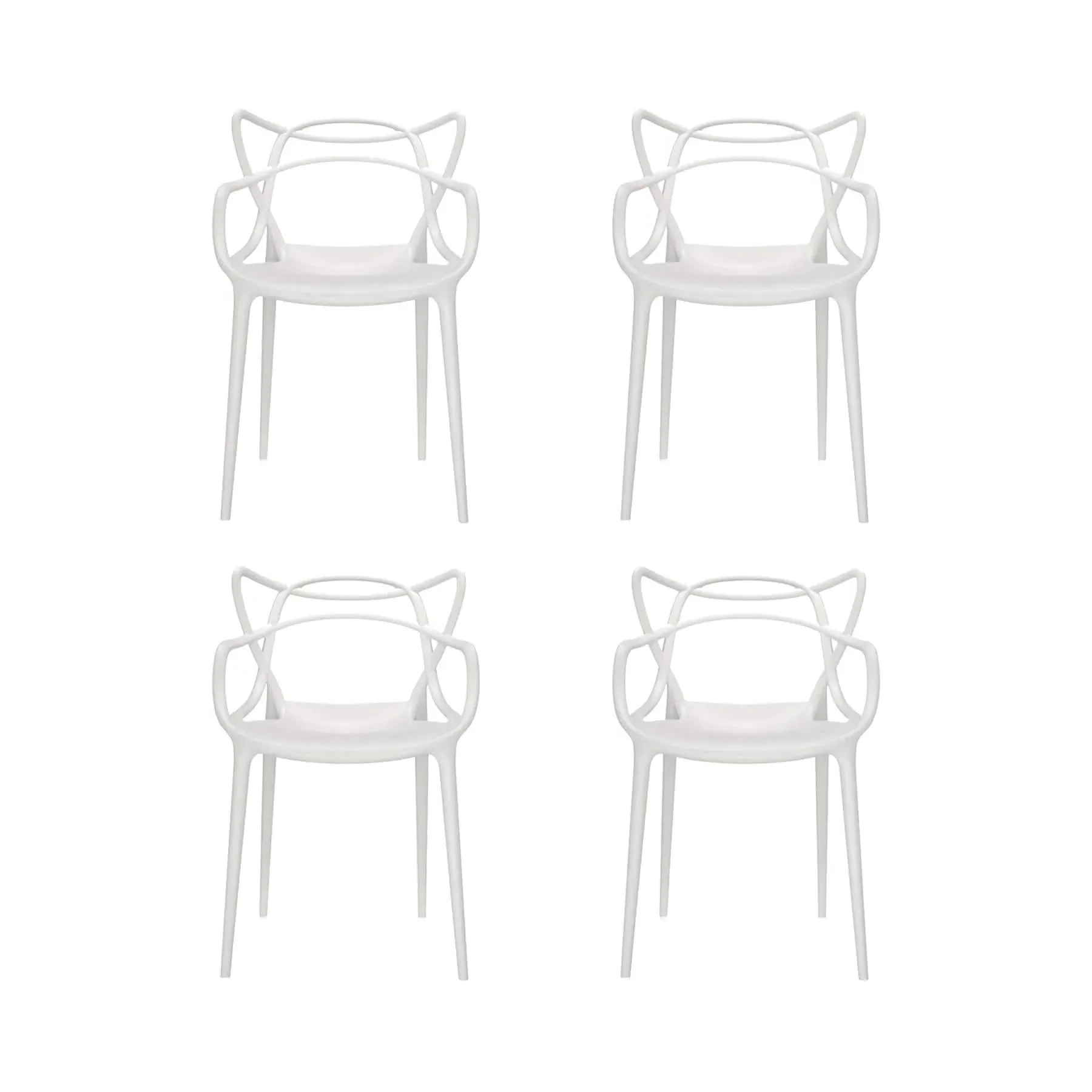4-Piece Dining Chair Set - White, Plastic