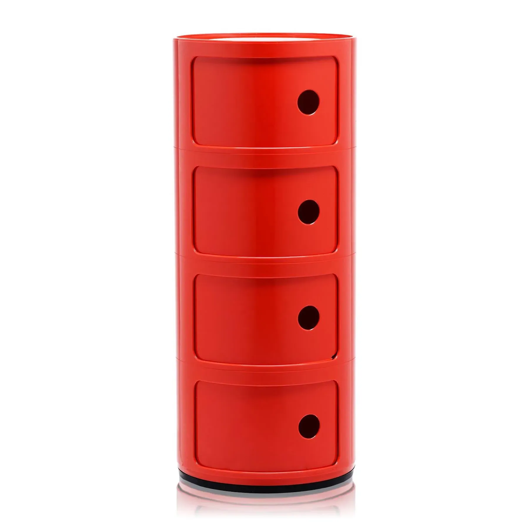 4-Tier Round Storage Cabinet - Red, ABS Plastic