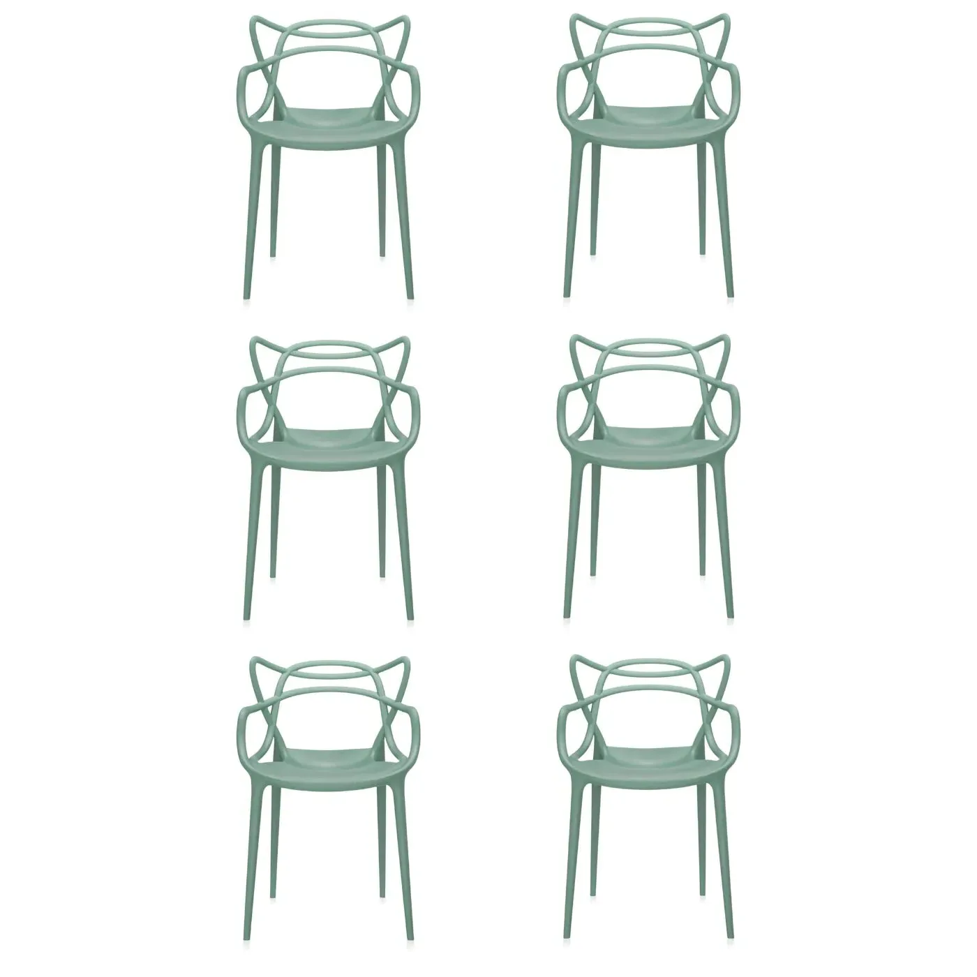 6-Piece Dining Chair Set - Sage Green, Plastic