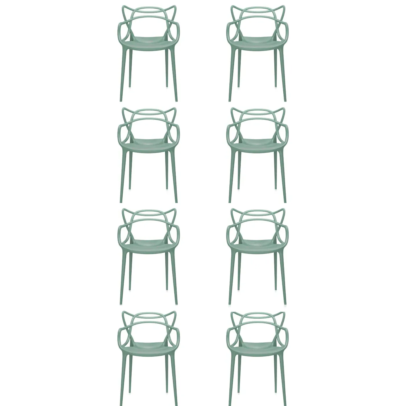 6-Piece Dining Chair Set - White, Plastic