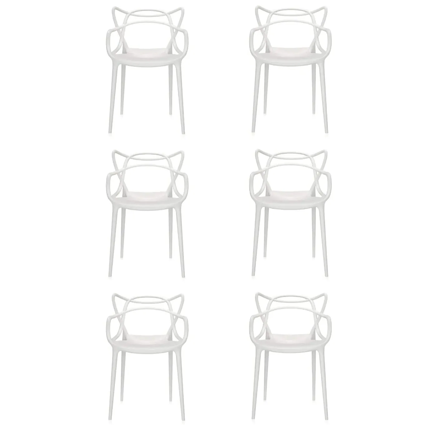 6-Piece Dining Chair Set - White, Plastic