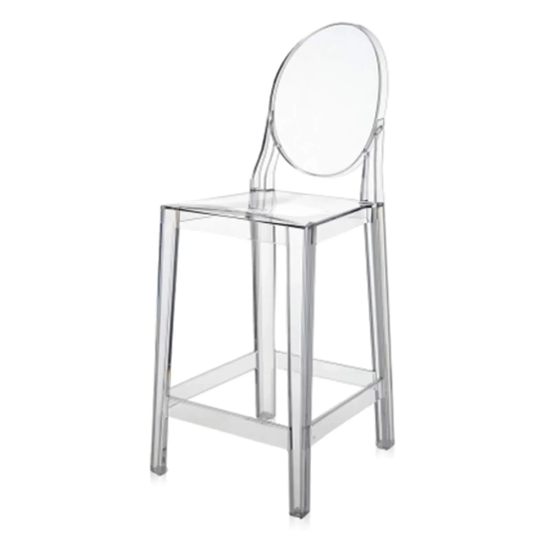 65cm Bar Stool with Backrest - Black, Polycarbonate