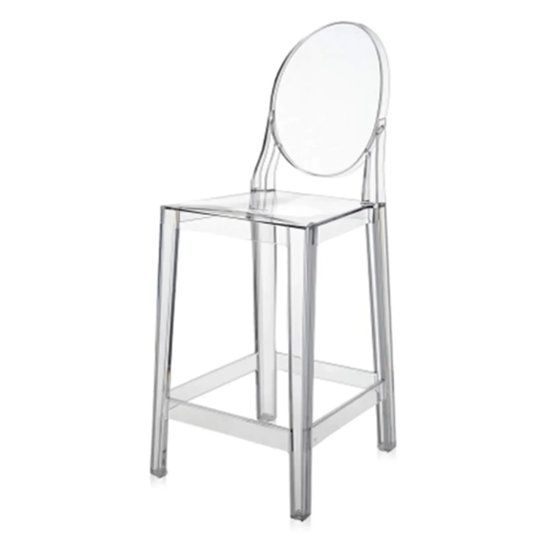 65cm Bar Stool with Backrest - Crystal, Polycarbonate image