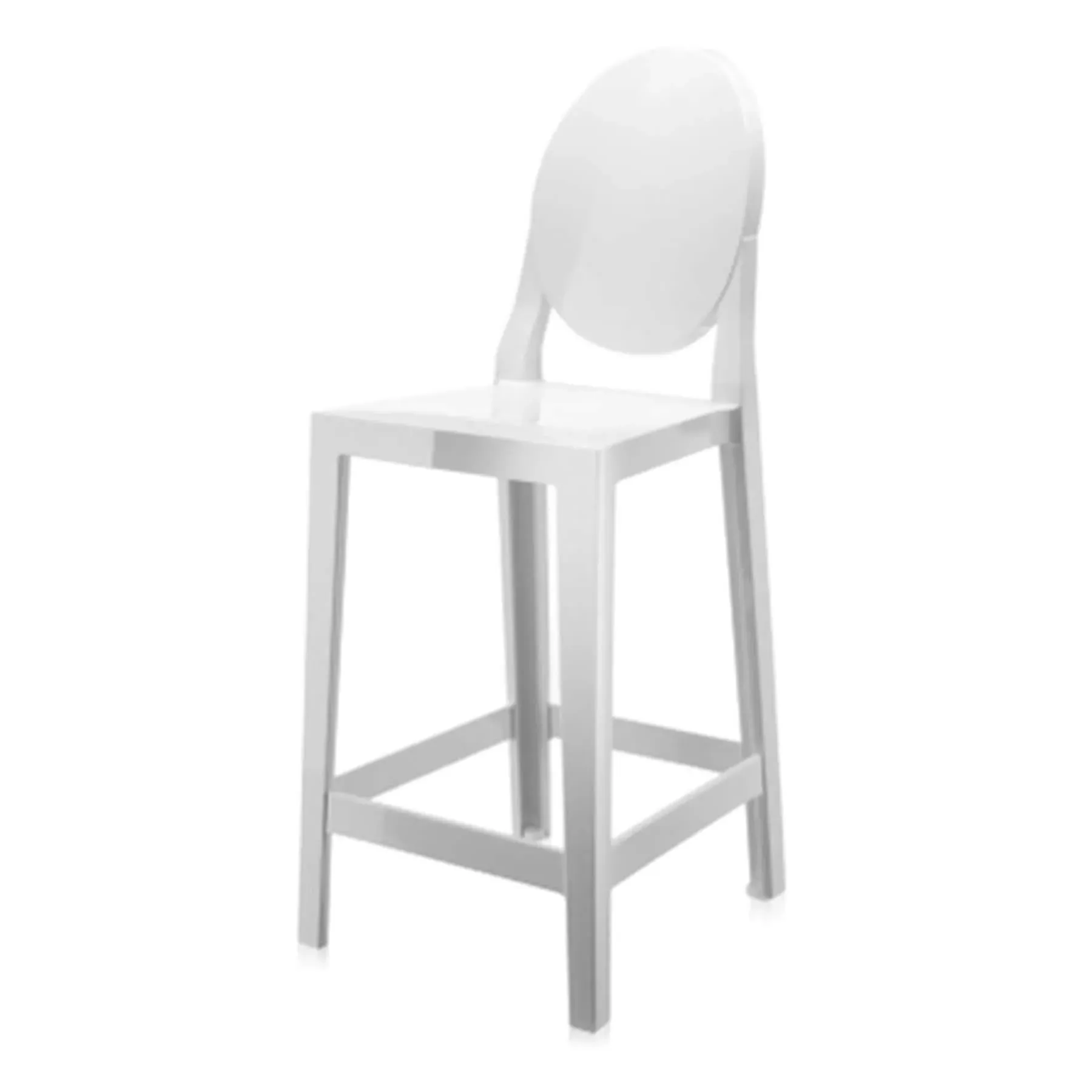 65cm Bar Stool with Backrest - White, Polycarbonate